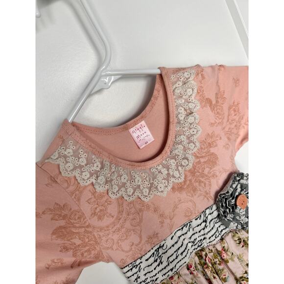 Giggle Moon Girl Floral Ruffle Lace Dress Long Sleeve Multicolor Size 6X - Picture 3 of 8